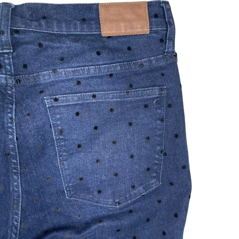 Madewell Women's Skinny Jeans 31 Polka Dot Blue High Rise, Minimalist